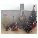 PPM069 Four Faux Mini Decorated Christmas Trees & More!