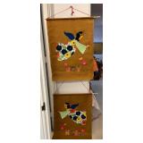 PPM124 Two Vintage Angel On Burlap Wall Hangings