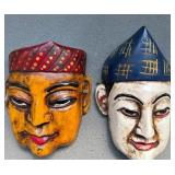 EHE033 Two Wooden Hand Carved Masks 
