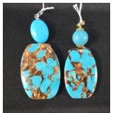 EHE106 - Myrna Lee Chang Bronzite Turquoise Pendants (2)