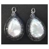 EHE107 - Pair of Myrna Lee Chang Mother of Pearl Pendants 