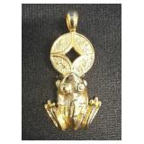 EHE118 - Myrna Lee Chang Triple 7 Lucky Frog Pendant 