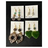 EHE156 - Myrna Lee Chang Jade, Fresh Water Pearl, Adventurine, & Lucite Earrings
