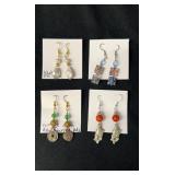 EHE158 - Myrna Lee Chang Adventurine, Keshi Pearl, Fish & Handmade Glass Earrings