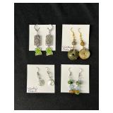 EHE159 - Myrna Lee Chang Jade, Keshi Pearl, Frog Dangle & Handmade Glass Earrings