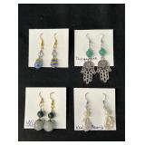EHE165 - Myrna Lee Chang Lavender Jade, Keshi Pearl, Prayer Hands & Handmade Glass Earrings