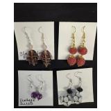 EHE169 Myrna Lee Chang Crystal, Peach Seed, Lucite, Glass Blown Fish Earrings 
