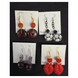 EHE185 Myrna Lee Chang Crystal, Wood And Sea Bamboo, Cinnabar, Agate Crystal Earrings