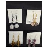 EHE187 Myrna Lee Chang Crystal, Puka Shell, Glass Blown Fish, Agate Earrings 