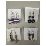 EHE236 Myrna Lee Chang Agate And Rhodalite, Porcelain Crystal, Agate, And Lucite Earrings