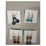 EHE250 Myrna Lee Chang Jade, Crystal, Agate, And Dolphin Earrings
