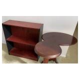 KVS057 - Two Pedestal Tables & A Low Bookshelf 