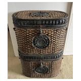 KVS072 - Vintage Woven Wooden & Metal Chest