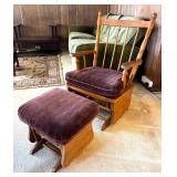 EFF182 Retro Glider Rocking Chair With Gliding Ottoman 