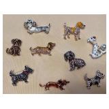 MHH044 Nine Dog Costume Jewelry Brooches 