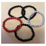 MHH046 Five Polished Stone Beaded Bracelets New
