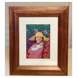 MHH119 Koa Framed Picture Of Mother & Baby By Rosalie Prussing 