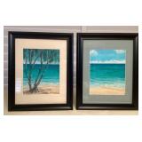 MHH123 Set Of Two Framed Pictures Of Hauula Beach By Bill Braden