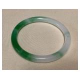 MHH171 Thin Green & White Jade Bangle Bracelet New 