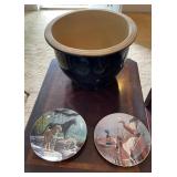 ETS035 - Collector Plates “The Jaguar” & “Hazy Ascent” With Ceramic Planter 