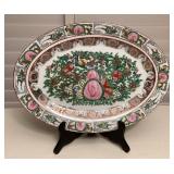 MMC040 Chinese Porcelain Rose Medallion Oval Serving Plate