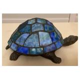 MMC082 Tiffany Style Blue Slag Glass Turtle Table Lamp