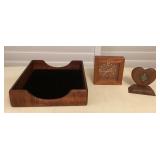 MMC100 Koa Wood Letter Tray & Two Desk Clocks