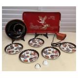 MMC106 Japanese Lacquered Items, Ceramic Bowls & Pair Of Face Sake Cups