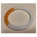MMC111 White & Orange Jade Bangle Bracelet 