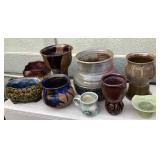 MMC138 Nine Hand Thrown Art Pottery Planters
