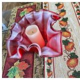KKS049 - Beautiful Red Handkerchief Vase & 2 Fall Runners