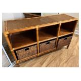 KKS102- Vintage Bamboo & Rattan Cabinet/ Shelf 