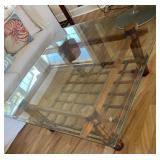 KKS128 - Vintage Bamboo Coffee Table With Glass Top