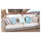 KKS138 Beige Fabric Sofa W/ Decorative Throw Pillows