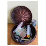 AKC003 - Sewing Basket w/Supplies & Mason Jar of Buttons