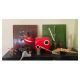 AKC010 - Akabeko, Ceramic Tiles, Whimsical Animals, Miniature Brass Vases & More