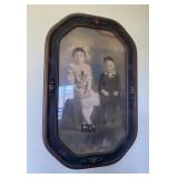 AKC015 - Rare Early 1900s Antique Photograph in Rare Convex Bubble Glass Style Wood Frame