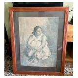 AKC017 - Large Francisco Zuniga Mother and Child Koa Wood Framed & Matted Print