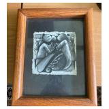 AKC018 - Original Charcoal Sketch - South African Women at Market on Textured Paper Signed Koa Frame