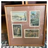 AKC020 - Hawaii Yesteryear - Framed Vintage Mid-20th Century Hawaii Postcards Collage