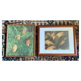 AKC022 - Pair of Vintage Framed Botanical Prints - Anthurium Flowers & Leaves