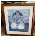 AKC025 - Collectible Print Yvonne Cheng "Koa Kupuna" Print Koa Frame & Fabric Matting 24" x 26"