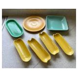 AKC039 - Vintage Fiesta Utility/Relish Trays & Corn on the Cob Ceramic Dishes & More