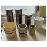 AKC040 - Vintage Kitchen Canisters - Stoneware and Metal