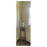 AKC051 Wood Plant Stand w/Shelf, Large Ceramic Vase & Large Glass Vase