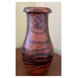 AKC071 - Large & Heavy Kamagong? Wood Hand-Carved Polished Vase 