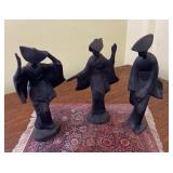 AKC072 - Trio of Vintage Japanese Bronze(?) Statues - Okimono Table Ornaments