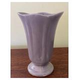 AKC075 - Vintage Lilac Shawnee Pottery Vase Flared Top, Scalloped Edge & Footed Base