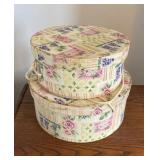 AKC104 - Pair of Vintage Style Floral Decorative Fabric Covered Storage Boxes with Lids