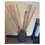 AKC107 - Beautiful Ceramic Vase with Bamboo Decor and a Bamboo Walking Cane